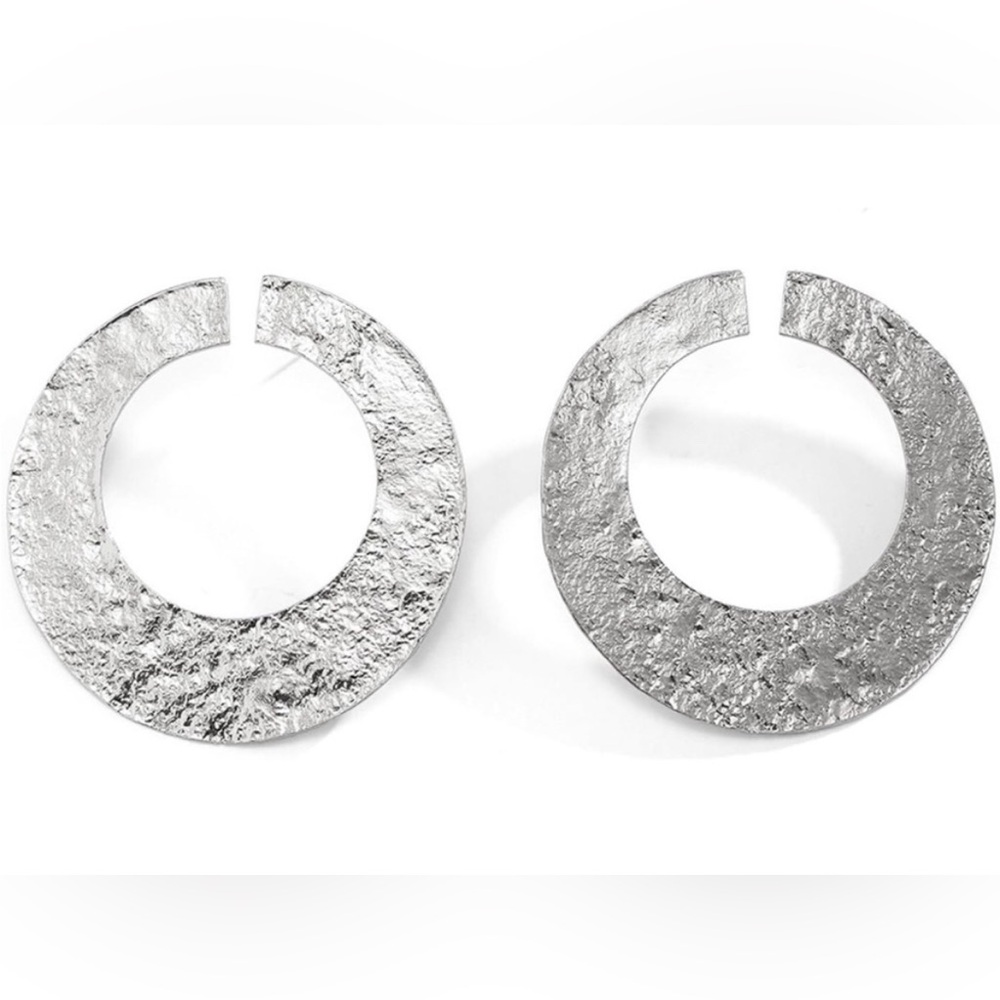 Silver Flat Statement Hoop - Picture 5 of 13
